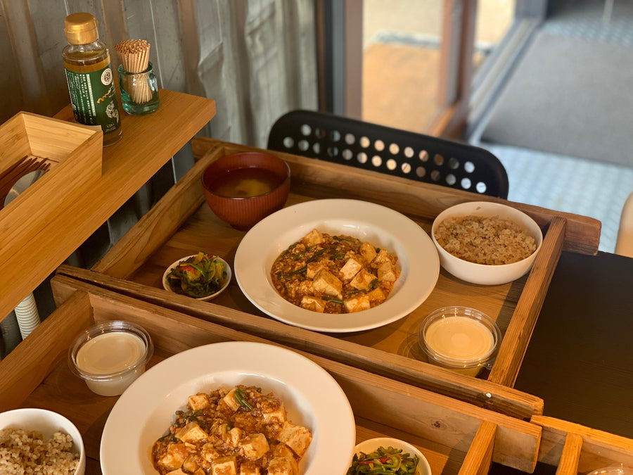 麻婆豆腐とかぼちゃの味噌汁
