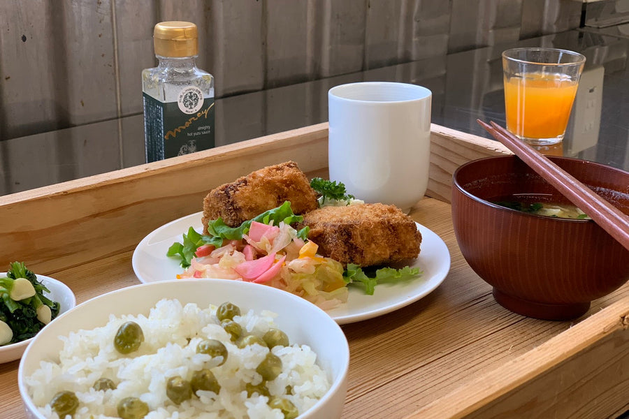 高野豆腐カツと豆ごはん