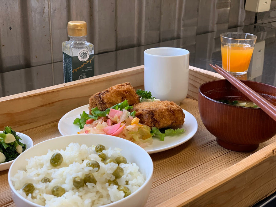 高野豆腐カツと豆ごはん