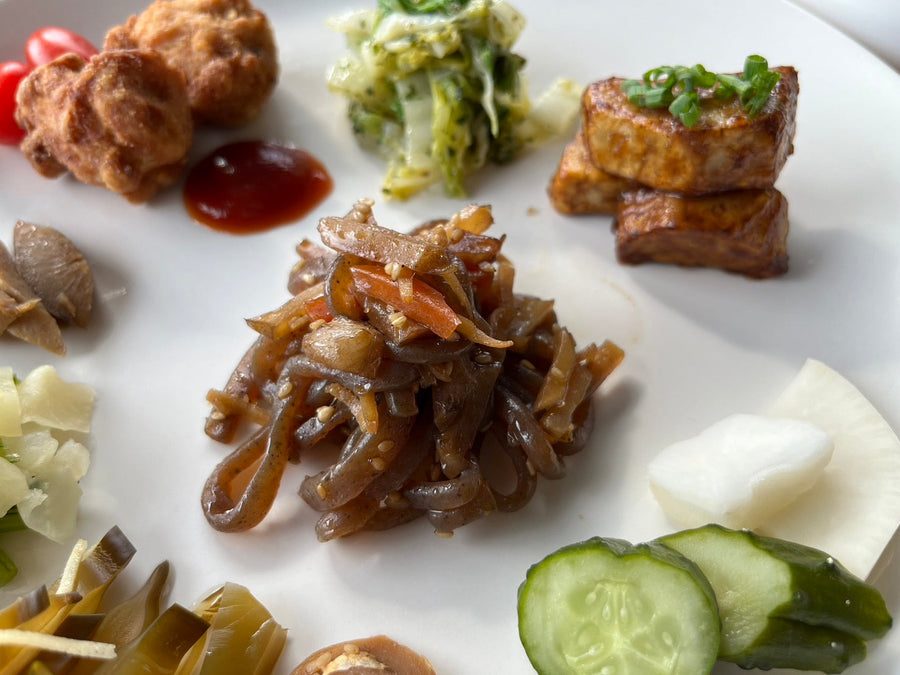菊芋きんぴらと里芋の柚酢あわせポン酢揚げ